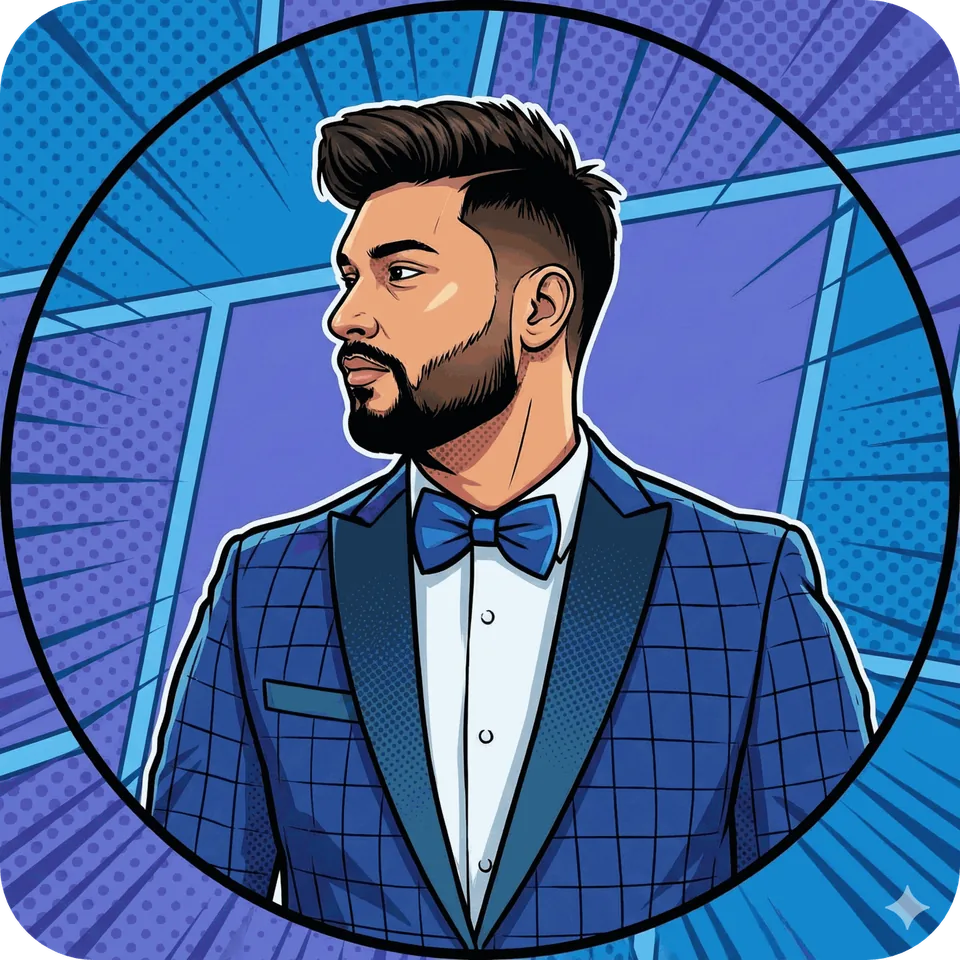 Illustrated portrait of Satyam Pandey, AI builder and founder of Brandsap